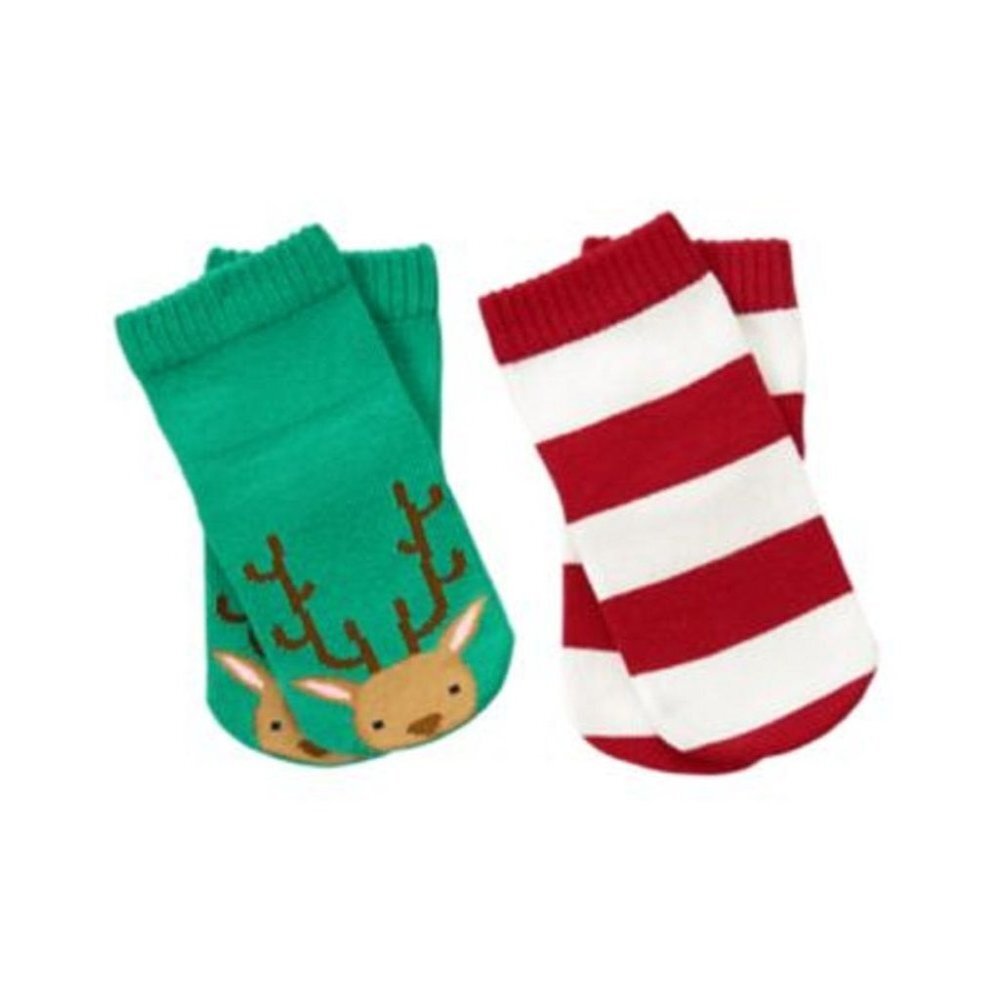 Baby Socks Deer and Stripes Set of 2, Size: 0-3 Months
